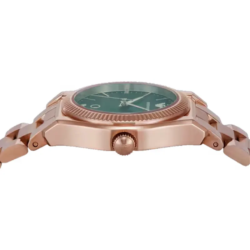 Emporio Armani Federica Green Dial Rose Gold Ladies Watch- AR11639